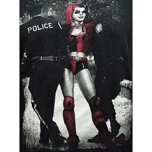 Harley Quinn Dealing With Police T-Shirt Marvel XL Batman CC Comics Black - Picture 2 of 3
